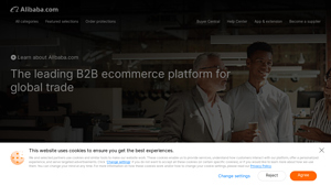 Homepage screenshot for Alibaba – Out of stock Rating  5.0