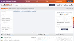 Homepage screenshot for Tradewheel – Connect with 188 manufacturers and suppliers